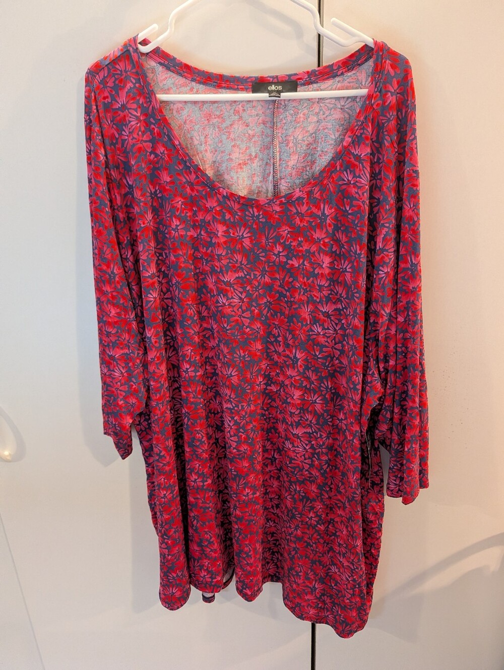 Ellos Woman's 4X Pink and Purple Floral Scoop-Neck Tunic NWT - Picture 1 of 7